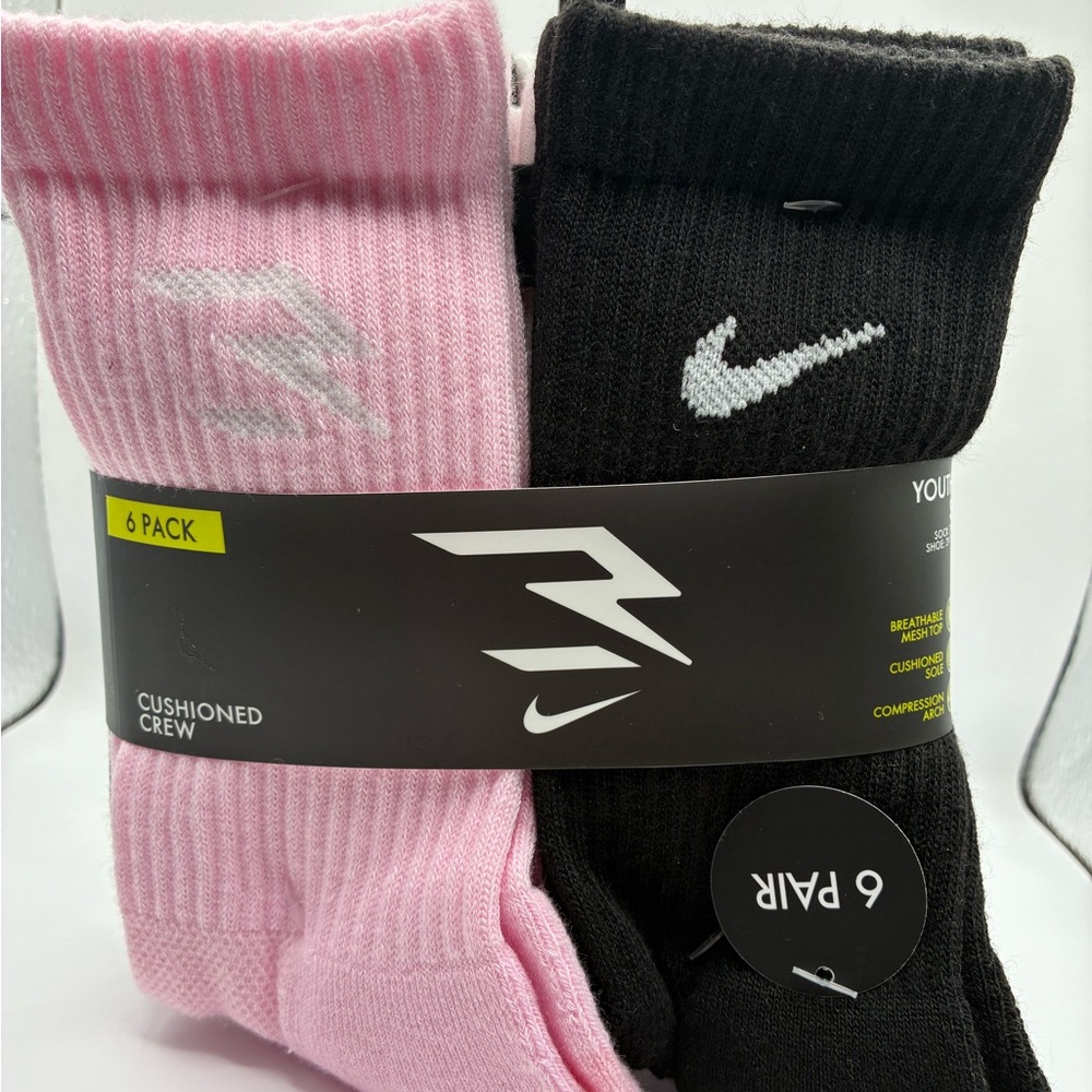 Nike Crew Socks 6-Pack Youth (S) sock 7-9 shoe 3Y-5Y
